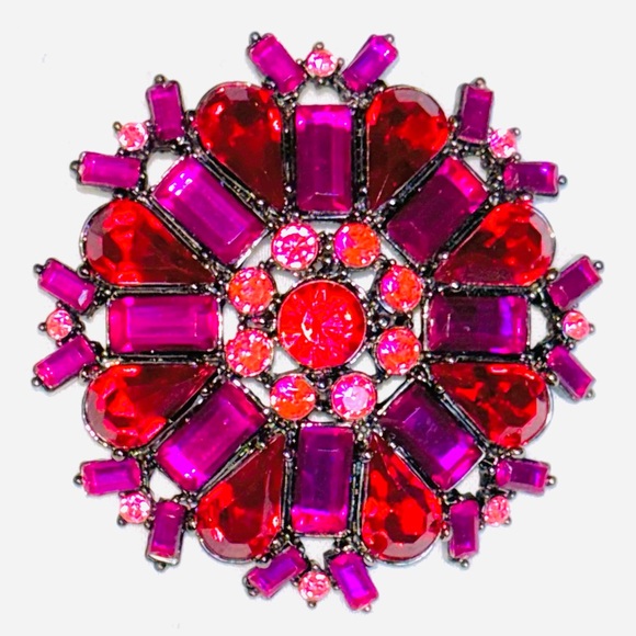 Rhinestone Brooch Pair Vintage Costume Jewelry Pins Peacock Blue Multi Colour - Picture 5 of 6